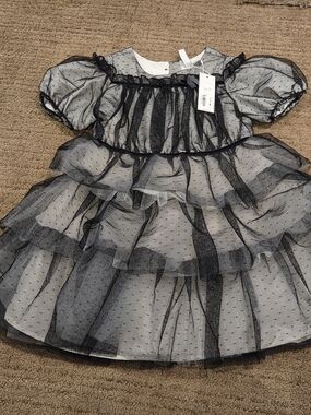 Janie and Jack Black and White Layered Tulle Dress